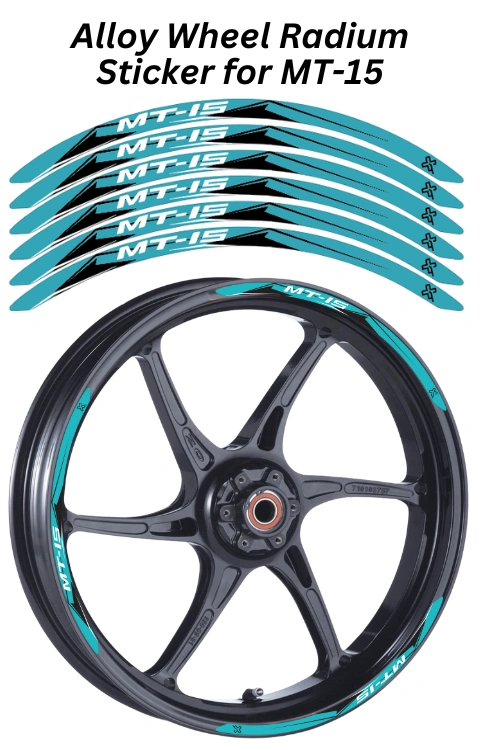 Alloy Wheel Radium Sticker Compatible with MT 15 | Made in Premium Radium with FPF (Fade Protection Film), Waterproof, Precut Sticker, Pack Of 12